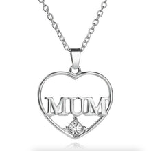 Load image into Gallery viewer, Ladies Gold Silver Plated Mum Cutout Crystal Heart Pendant Chain Womens Necklace