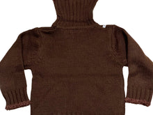 Load image into Gallery viewer, Girls Brown Cable Knit Beaded Ribbed Roll Up Jumper