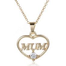 Load image into Gallery viewer, Ladies Gold Silver Plated Mum Cutout Crystal Heart Pendant Chain Womens Necklace