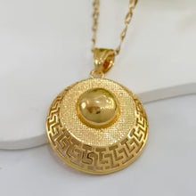 Load image into Gallery viewer, Ladies 18K Gold Plated Round Smooth Cutout Great Wall Earrings Necklace Set