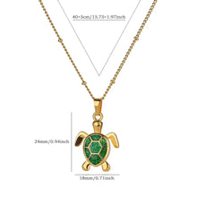 Load image into Gallery viewer, Unisex Gold Plated Opal Stone Cute Stainless Steel Turtle Pendant Chain Necklace