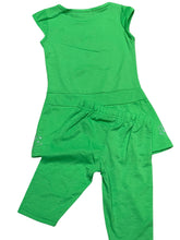 Load image into Gallery viewer, Girls Lime Green Kitty Cap Sleeve Top & Leggings Sets