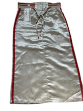 Load image into Gallery viewer, Girls Metallic Gold Thick Elasticated Waist Belted Side Stripe Midi Skirts