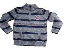 Load image into Gallery viewer, Boys Ribbed High Neck Striped Long Sleeve Half Zip Front Jumpers