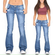 Load image into Gallery viewer, Ladies Low Waist Wash Crinkle Effects Stretchy Cotton Rich Bootcut Womens Jeans