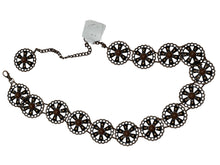 Load image into Gallery viewer, Ladies Vintage Bronze Round Metal Bead Centre Link Adjustable Buckle Waist Belts