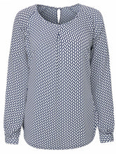 Load image into Gallery viewer, Ladies Disley Catriona Navy & White Leaf Print Blouse