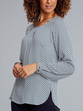 Load image into Gallery viewer, Ladies Disley Catriona Navy & White Leaf Print Blouse