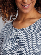 Load image into Gallery viewer, Ladies Disley Catriona Navy & White Leaf Print Blouse