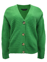 Load image into Gallery viewer, Ladies Wide Ribbed Button Through Soft Knitted V-Neck Plus Size Cardigans