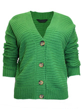 Load image into Gallery viewer, Ladies Wide Ribbed Button Through Soft Knitted V-Neck Plus Size Cardigans