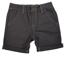 Load image into Gallery viewer, Boys Dark Grey Adjustable Waist Skinny Fit Turn Up Hem Shorts