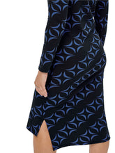 Load image into Gallery viewer, Ladies Ellos Black & Blue Geometric Print Soft Stretchy Midi Dress