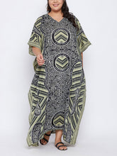 Load image into Gallery viewer, Ladies Geometric Multi Print V-Neck Kaftan Maxi Summer Dress