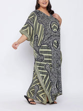 Load image into Gallery viewer, Ladies Geometric Multi Print V-Neck Kaftan Maxi Summer Dress