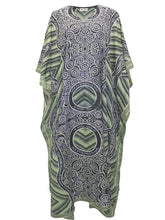 Load image into Gallery viewer, Ladies Geometric Multi Print V-Neck Kaftan Maxi Summer Dress