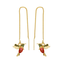 Load image into Gallery viewer, Ladies Girls Gold Plated Long Tassel Hanging Bird Drop Earrings