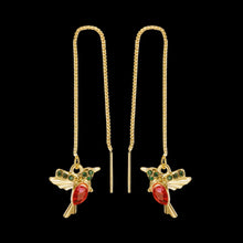 Load image into Gallery viewer, Ladies Girls Gold Plated Long Tassel Hanging Bird Drop Earrings