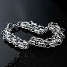 Load image into Gallery viewer, Ladies 925 Sterling Silver Interlocking Circle Thick Handchain Womens Bracelet