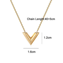 Load image into Gallery viewer, Ladies Gold Plated Titanium Steel V- Shape Choker Link Chain Necklace