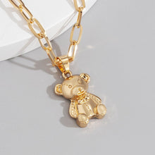Load image into Gallery viewer, Gold Plated Cute Bear Pendant Clavicle Link Chain Necklace
