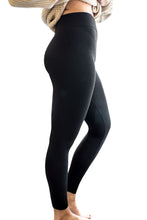 Load image into Gallery viewer, Ladies Black Thick Thermal Fleece Lined Stretchy Full Length Footless Leggings
