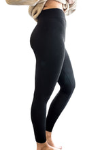 Load image into Gallery viewer, Ladies Black Thick Thermal Fleece Lined Stretchy Full Length Footless Leggings