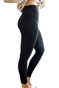 Ladies Black Thick Thermal Fleece Lined Stretchy Full Length Footless Leggings