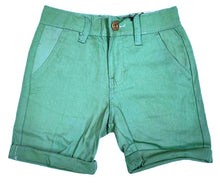Load image into Gallery viewer, Boys Khaki Green Adjustable Waist Skinny Fit Turn Up Hem Shorts