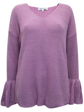 Load image into Gallery viewer, Ladies V-Neck Long Sleeve Trumpet Cuff Jumper