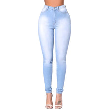 Load image into Gallery viewer, Ladies Blue Wash High Waisted Skinny Stretchy Denim Jeans