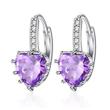 Load image into Gallery viewer, Ladies Girls Cute Silver Sterling Crystal Huggie Hoop Earrings