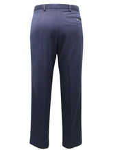 Load image into Gallery viewer, Mens Navy Wool Blend Smart Regular Fit Flat Front Smart Trousers
