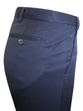 Load image into Gallery viewer, Mens Navy Wool Blend Smart Regular Fit Flat Front Smart Trousers
