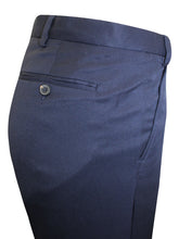 Load image into Gallery viewer, Mens Navy Wool Blend Smart Regular Fit Flat Front Smart Trousers