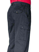 Load image into Gallery viewer, Mens Black Combat Cargo Pure Cotton Side Elasticated Waist Trousers
