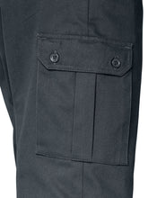 Load image into Gallery viewer, Mens Black Combat Cargo Pure Cotton Side Elasticated Waist Trousers
