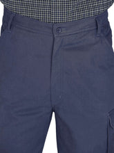 Load image into Gallery viewer, Mens Navy Combat Cargo Pure Cotton Side Elasticated Waist Trousers