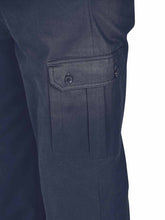 Load image into Gallery viewer, Mens Navy Combat Cargo Pure Cotton Side Elasticated Waist Trousers