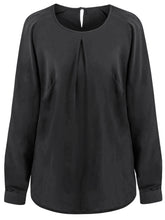 Load image into Gallery viewer, Ladies Black Mona Round Neck Long Sleeve Blouse