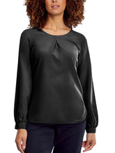 Load image into Gallery viewer, Ladies Black Mona Round Neck Long Sleeve Blouse