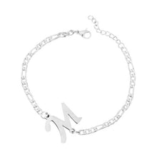 Load image into Gallery viewer, Ladies Girls Silver Stainless Steel Titatnium Single Letter Initial Bracelets