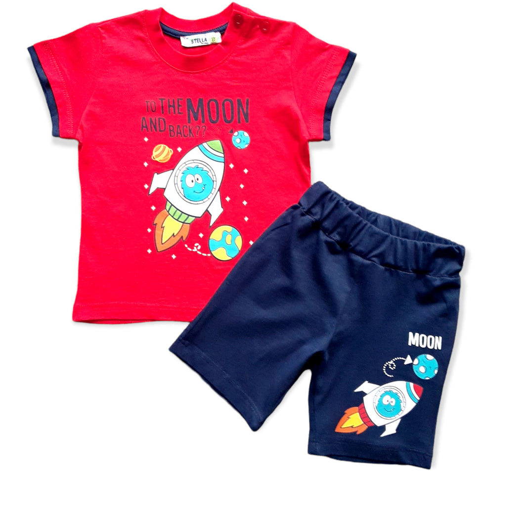 Boys Red To The Moon & Back T-Shirt & Shorts Set