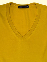 Load image into Gallery viewer, Ladies Mustard Ribbed V-Neck Soft Knit Long Sleeve Jumper
