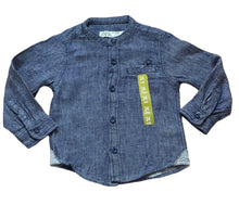 Load image into Gallery viewer, Boys Toddlers Navy Cotton Stand Collar Button Long Sleeve Shirts