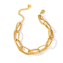 Load image into Gallery viewer, Ladies Gold Double Thick Stainless Steel Ring Link & Thin Chain Bracelets