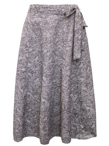 Ladies Fawn Beige Foliage Abstract Print Skirt