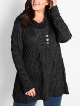 Load image into Gallery viewer, Ladies BPC Cowl Neck Crushed Crinkle Effect Long Sleeve Tunic Tops