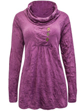 Load image into Gallery viewer, Ladies BPC Cowl Neck Crushed Crinkle Effect Long Sleeve Tunic Tops