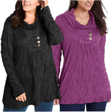 Load image into Gallery viewer, Ladies BPC Cowl Neck Crushed Crinkle Effect Long Sleeve Tunic Tops